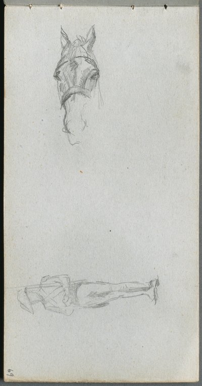 Skizzenbuch: Studie einer Hand, eines Pferdes und einer Figur von Ernest Meissonier