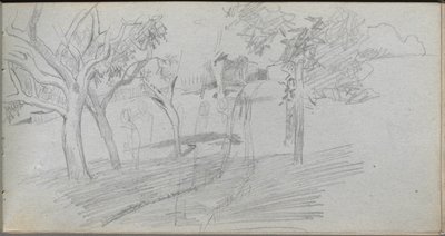 Skizzenbuch, Seite 74: Landschaftsstudie von Jean Louis Ernest Meissonier