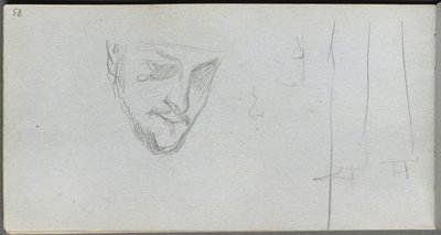 Skizzenbuch, Seite 83: Studie eines Gesichts, Beine von Jean Louis Ernest Meissonier