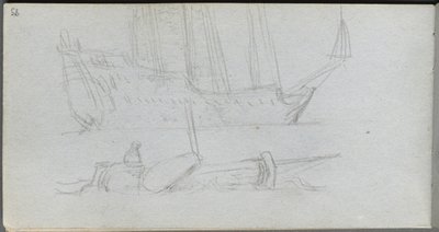Skizzenbuch, Seite 85: Studie eines Schiffes und einer Boje von Jean Louis Ernest Meissonier