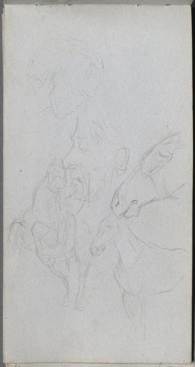 Skizzenbuch, Seite 90: Studie von Pferden, Profile von Jean Louis Ernest Meissonier