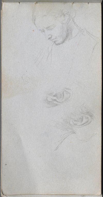 Skizzenbuch, Seite 96: Studie eines Gesichts, Ohren von Jean Louis Ernest Meissonier