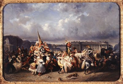 Karneval am Place de la Concorde, heutiges 8. Arrondissement, zwischen 1840 und 1845 von Ernest Seigneurgens