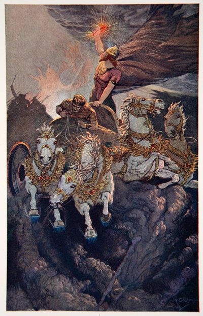 Merodach zieht aus, um Tiamat anzugreifen, 1915 von Ernest Wellcousins