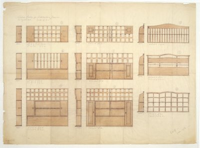 Entwürfe für Geschirrschränke, Anrichten und Kommoden aus englischer Eiche, 1906 von Ernest William Gimson