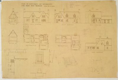 Paar Cottages in Kelmscott für Miss May Morris, ca. 1915 von Ernest William Gimson