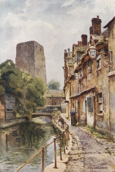 Fisher Row und Überreste von Oxford Castle von Ernest William Haslehust