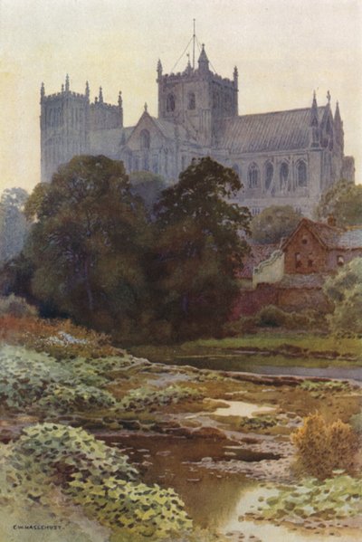 Ripon Münster vom Fluss von Ernest William Haslehust