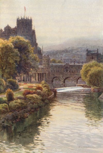 Blick von der North Parade Bridge, Bath von Ernest William Haslehust