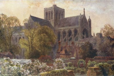 Winchester-Kathedrale von den Deanery-Gärten von Ernest William Haslehust