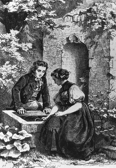 Hermann und Dorothea am Brunnen, Illustration für Hermann und Dorothea von Ernst Bosch