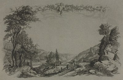 Sechs Ansichten des Heidelberger Schlosses: Deckblatt, Jagdszene von Ernst Fries
