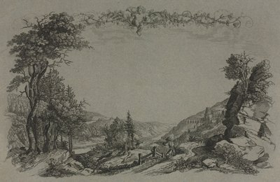 Sechs Ansichten des Heidelberger Schlosses: Umschlag, Jagdszene, 1820 von Ernst Fries