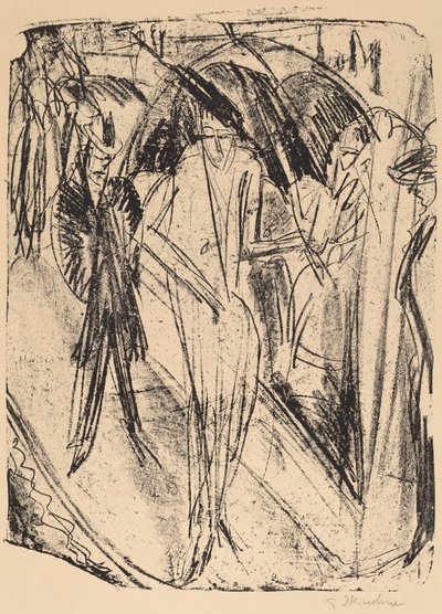 Dame im Regen, 1914 von Ernst Ludwig Kirchner