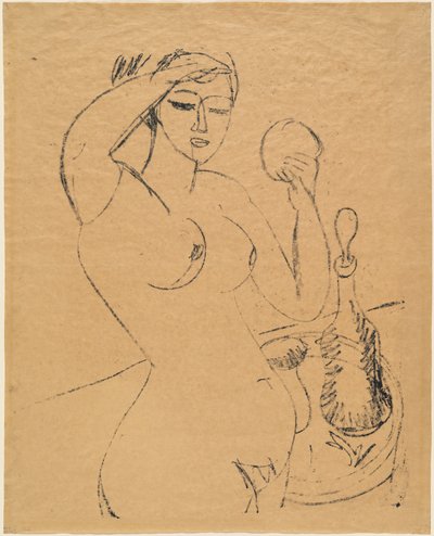 Nacktes Mädchen bei ihrer Toilette, 1912 von Ernst Ludwig Kirchner