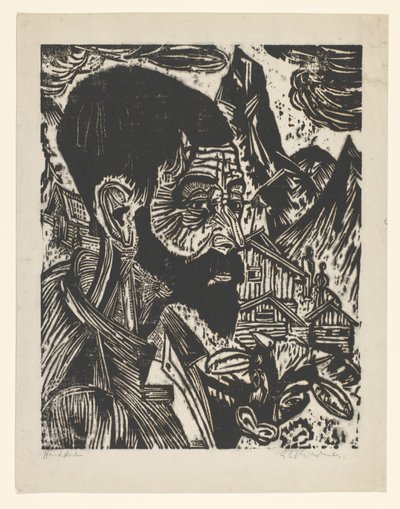 Sennkopf (Martin Schmied) von Ernst Ludwig Kirchner (signed by artist)