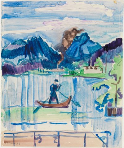 Bergsee mit Ruderer von Ernst Ludwig Kirchner