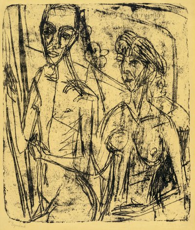 Paar im Zimmer, nackter Mann mit Frau von Ernst Ludwig Kirchner