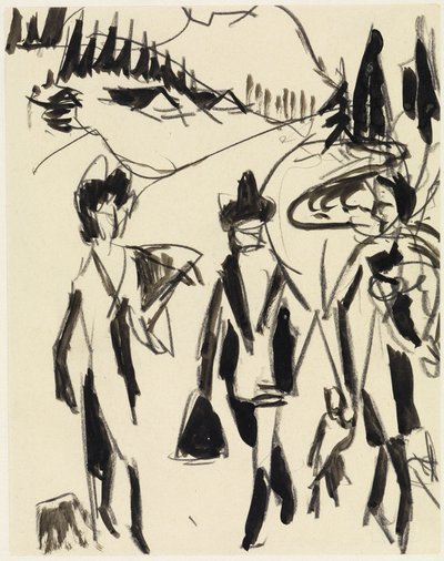 Drei Spaziergänger in einer Gebirgslandschaft von Ernst Ludwig Kirchner