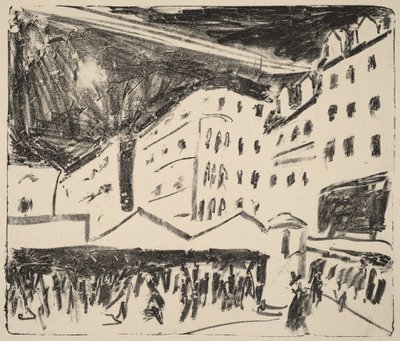 Altmarkt in Dresden mit Jahrmarkt von Ernst Ludwig Kirchner