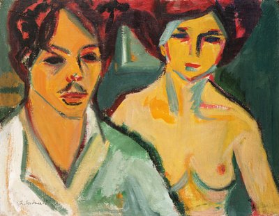 Selbstporträt mit Modell, 1905 von Ernst Ludwig Kirchner