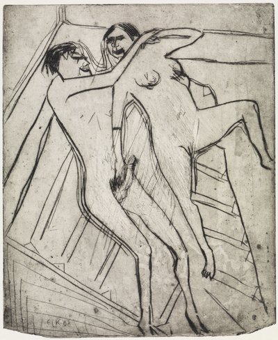 Sitzendes Mädchen am Strand/Liebespaar von Ernst Ludwig Kirchner