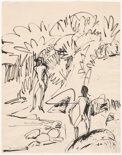 Zwei Badende an der Fehmarnküste von Ernst Ludwig Kirchner