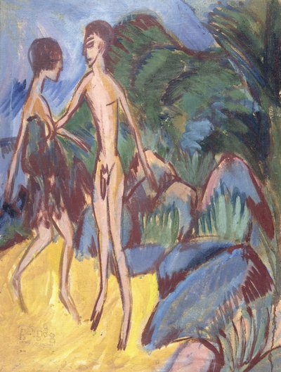Jugend und nacktes Mädchen am Strand, 1913 von Ernst Ludwig Kirchner