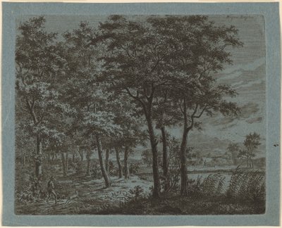 Landschaft mit einem Bauern, der Brennholz trägt von Ernst Willem Jan Bagelaar