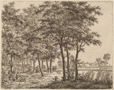 Landschaft mit einem Bauern, der Brennholz trägt, ca. 1800 von Ernst Willem Jan Bagelaar