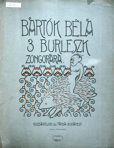 Titelseite einer Partitur für drei Burlesken für Klavier von Bela Bartok (1881-1945) 1912 (Farblithografie) von Ervin Voit