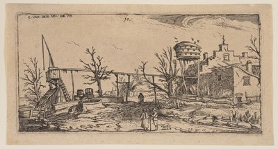 Landschaft mit Brauerei, aus Landschaften von Esaias van den Velde I