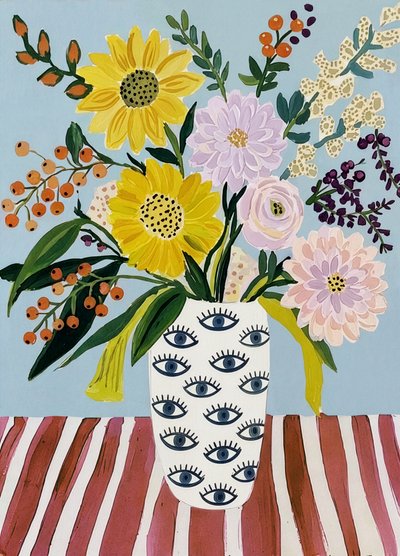 Fröhliche Blumen Augen Vase von Essa Van Reis