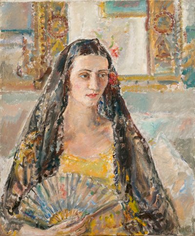 Dame mit einem Fächer, ausgestellt 1926 von Ethel Walker