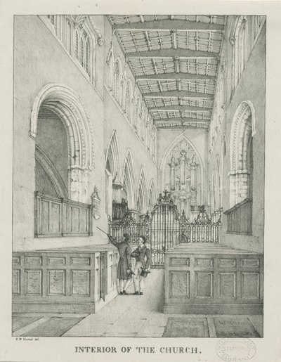 Innenraum der Tamworth Kirche: Lithografie, undatiert [1796-1865] von Etienne Bruno Hamel