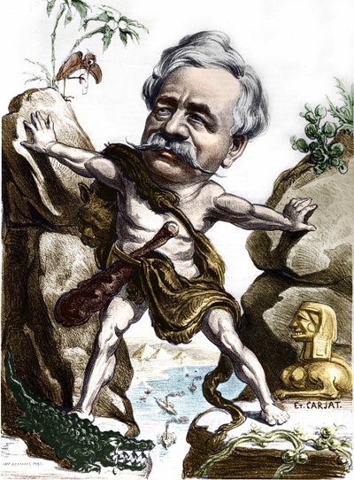 Ferdinand de Lesseps (1805-1894), französischer Diplomat und Verwalter am Suezkanal. Karikatur von Carjat. von Etienne Carjat