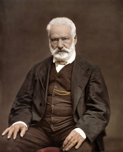 Porträt von Victor Hugo, französischer Schriftsteller und Dichter, Kolorierung auf einem Foto von Etienne Carjat - Victor Hugo. ca. 1870. Farbige Fotografie. von Etienne Carjat