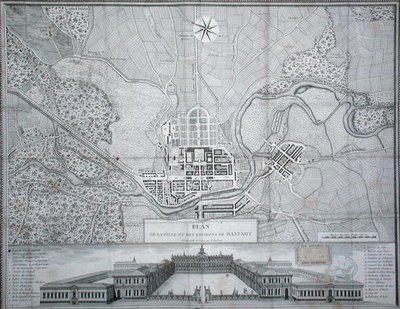 Karte der Stadt Rastatt, ihrer Umgebung und des Schlosses von Etienne Claude Voysard