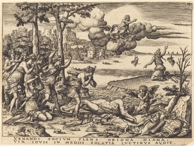 Diana trauert um den Tod von Orion von Etienne Delaune