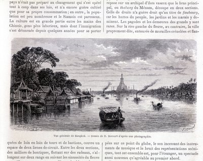 Gesamtansicht von Bangkok. Zeichnung von E. Bocourt von Etienne Gabriel Bocourt