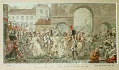 Nach der Schlacht von Montmirail (Gravur) von Etienne Jean Delecluze