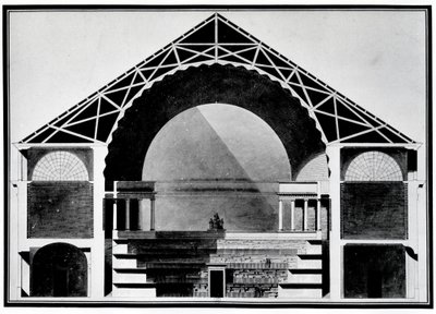 Bibliothèque Royale de France, Querschnittszeichnung des Gebäudes. Architektur von Etienne Louis Boullee (Etienne-Louis Boullee), französischer Architekt (1728-1799) von Etienne Louis Boullee