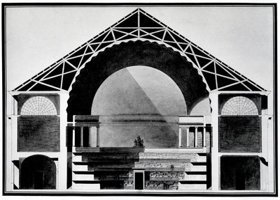 Entwurf für die Bibliothèque Royale de France (Lithografie) von Etienne Louis Boullee