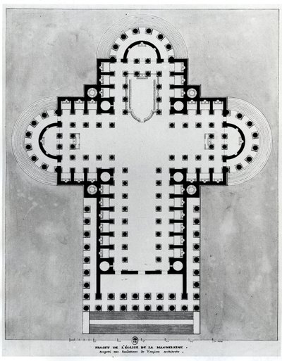 Projekt für die Kirche der Madeleine. Zeichnung. Architektur von Etienne Louis Boullee, französischer Architekt (1728-1799) von Etienne Louis Boullee