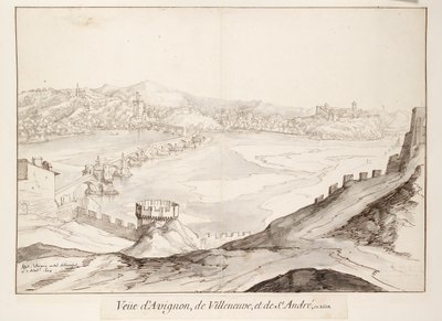 Ansicht der Brücke von Avignon in Richtung Villeneuve, frühes 17. Jahrhundert von Etienne Martellange