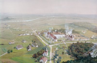 Die Rückeroberung des Château de Mondement durch die französische Armee am 9. September 1914 während der Ersten Schlacht an der Marne, 1915 von Etienne Prosper Berne Bellecour