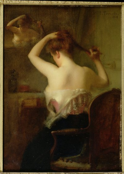 Frau, die ihr Haar richtet, 1903 von Etienne Tournes