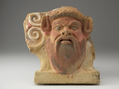 Antefix in Form eines Satyrkopfes, Mitte 5. Jahrhundert von Etruscan