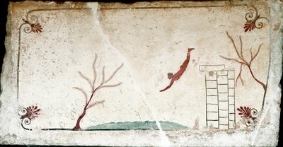 Etruskische Kunst: Ein junger Schwimmer taucht (Fresko aus dem Grab des Tauchers) von Etruscan