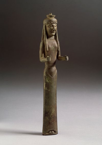 Etruskische Kunst: Figur eines Opfernden. Bronzeskulptur aus Italien, 550 v. Chr. Florenz, Museo Archeologico von Etruscan